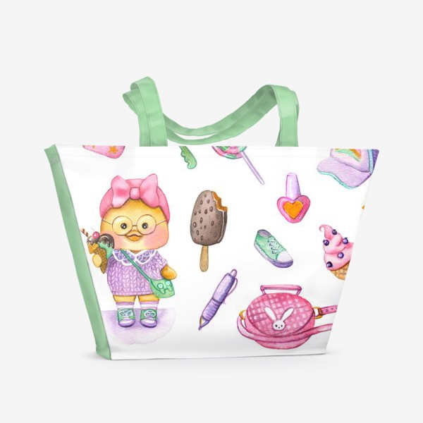 Пляжная сумка «Лалафанфан с мороженым и единорожкой»