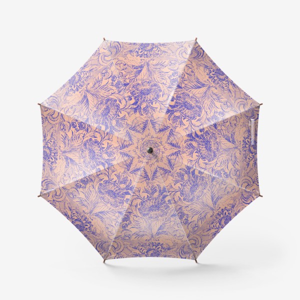 Зонт «Цветочный орнамент сиреневый на розовом»