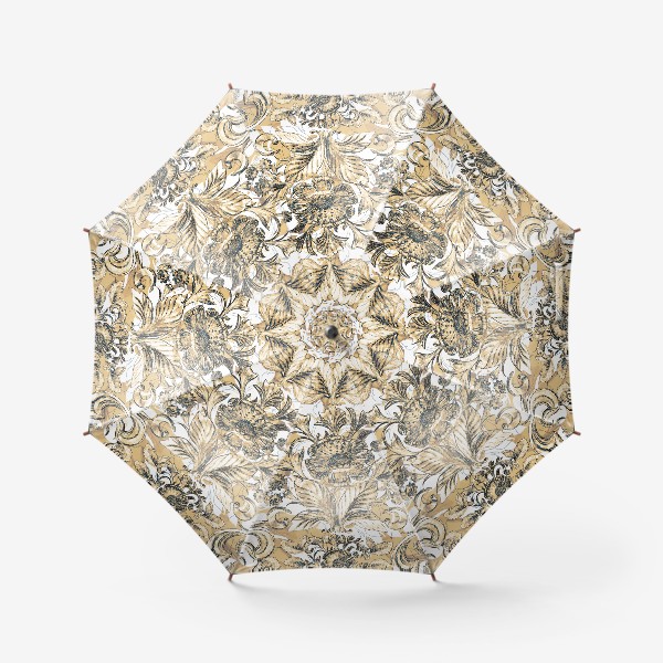 Зонт «Цветочный орнамент на белом»