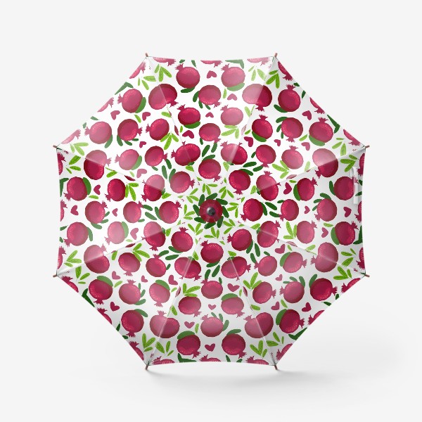 Зонт «Гранаты с листьями и сердечками паттерн»