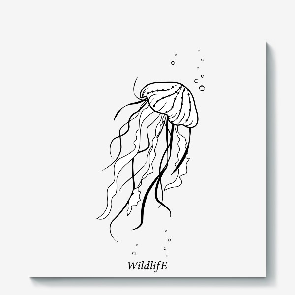 Холст «медуза с надписью "wildlife" в стиле графика»