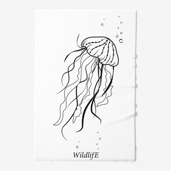 Полотенце «медуза с надписью "wildlife" в стиле графика»