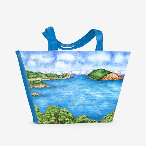 Пляжная сумка «Морской пейзаж / Вид на остров»
