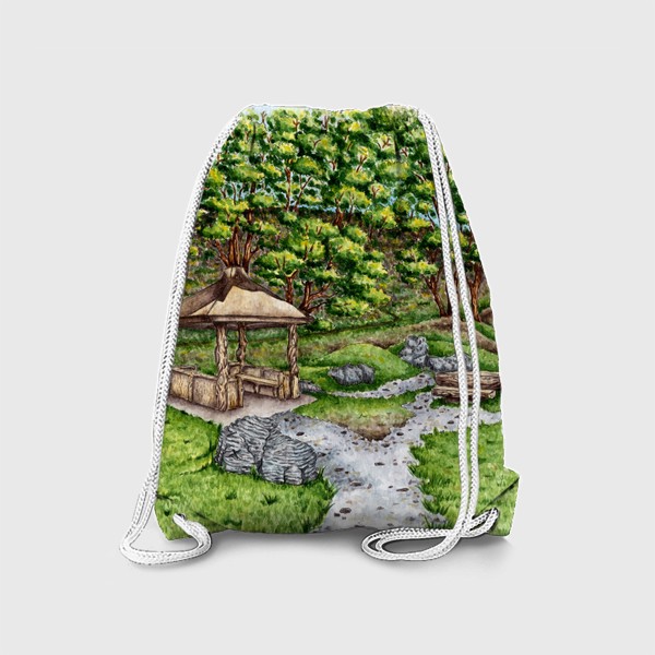 Рюкзак «Беседка в лесу акварель»