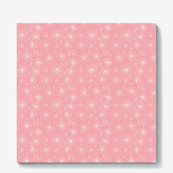 Холст «Нежный нюдово- розовой паттерн с белыми  цветами »