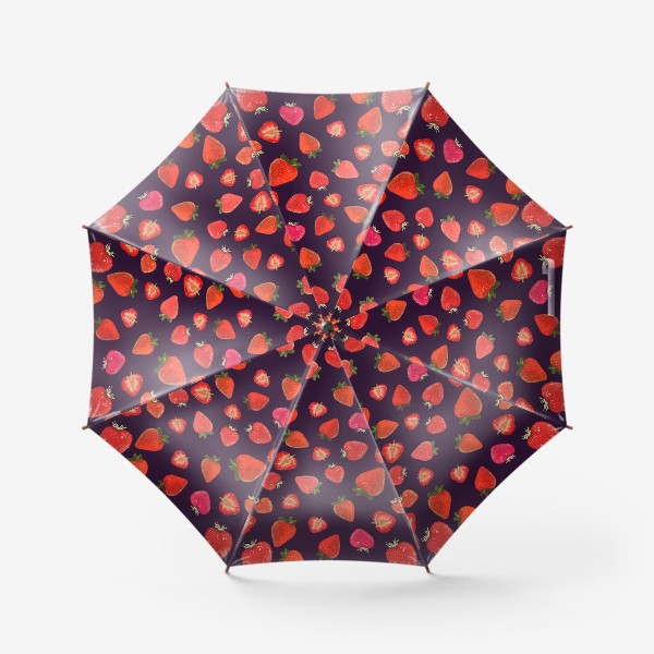 Зонт «Клубника на темном фоне»