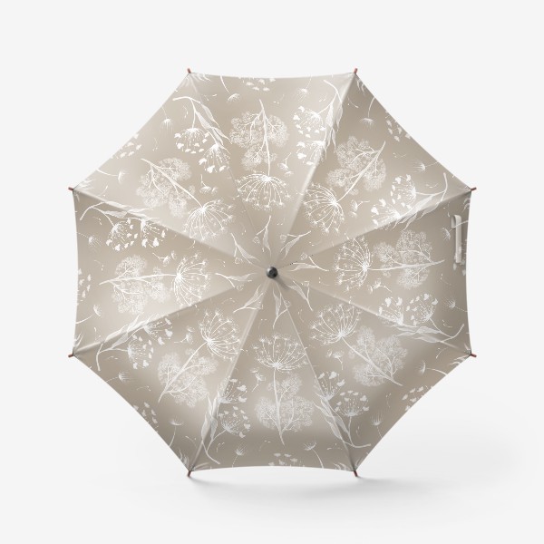 Зонт «Белые акварельные травинки на бежевом фоне»
