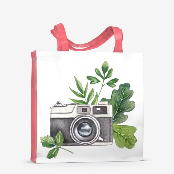 Сумка-шоппер «Акварель Фотоаппарат в листьях»