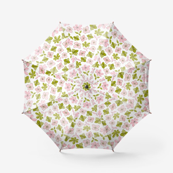 Зонт &laquo;Розовые и зеленые цветы&raquo;