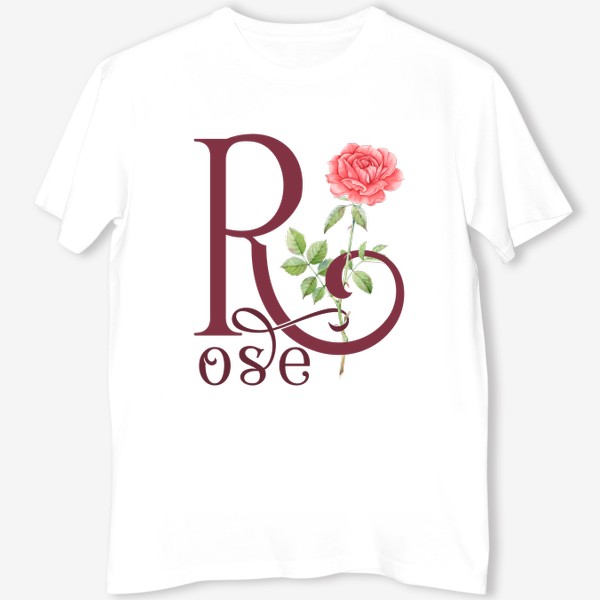 Футболка «Акварельная роза и буква R»