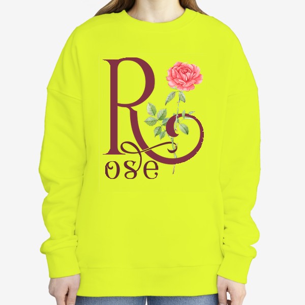 Свитшот «Акварельная роза и буква R»