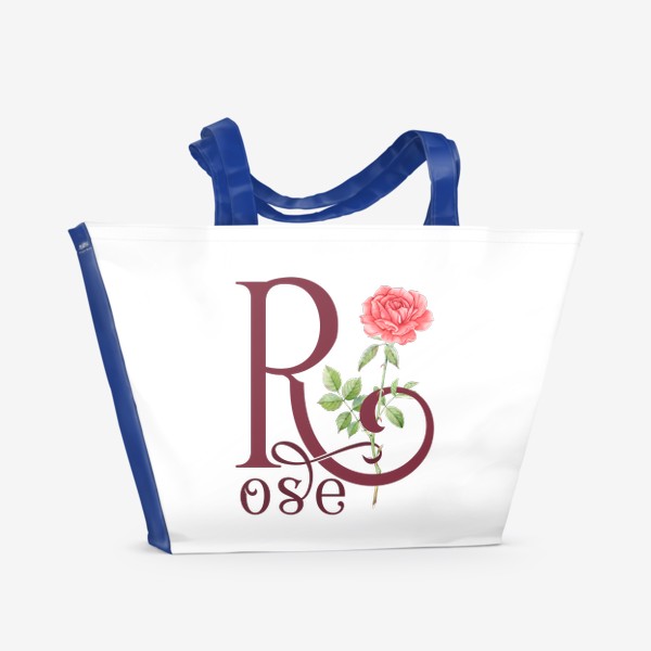 Пляжная сумка «Акварельная роза и буква R»