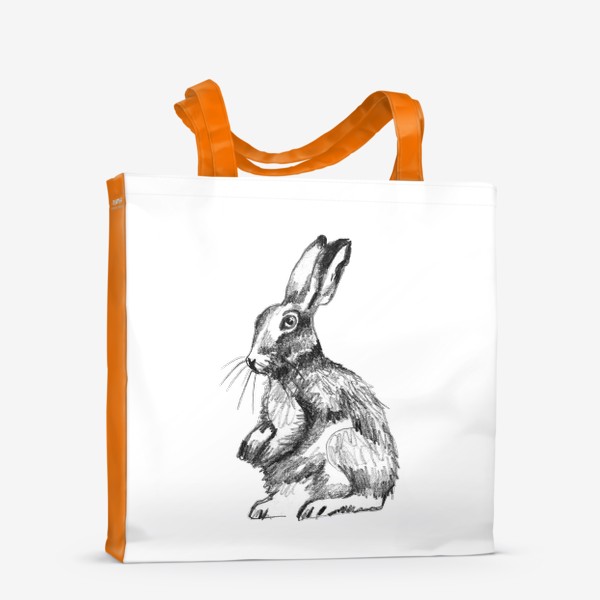 Сумка-шоппер «Кролик. Черно-белый набросок»