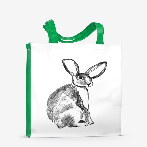 Сумка-шоппер «Кролик. Черно-белый набросок 2»