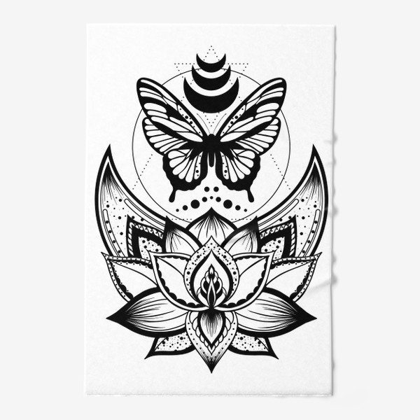 Полотенце «Бабочка луна и лотос в стиле бохо»