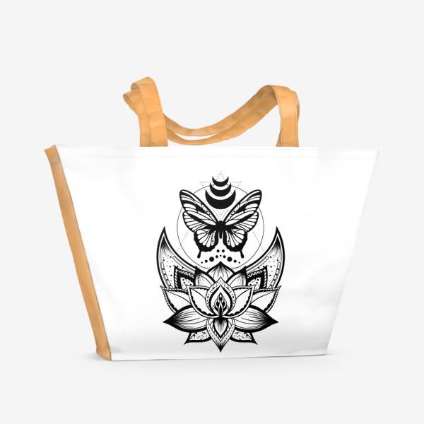 Пляжная сумка «Бабочка луна и лотос в стиле бохо»