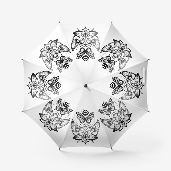 Зонт «Бабочка луна и лотос в стиле бохо»