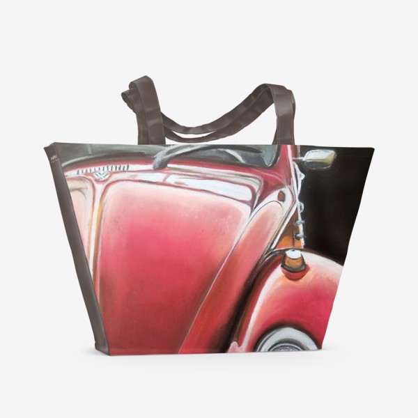 Пляжная сумка «Красный автомобиль Фольксваген Жук»