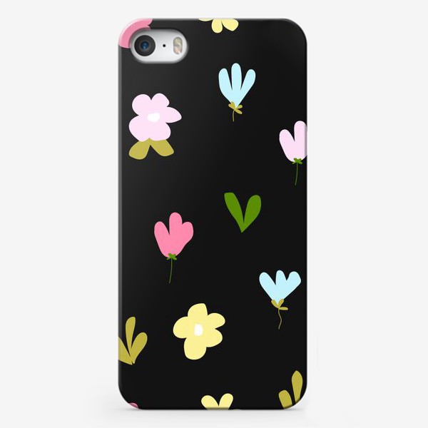 Чехол iPhone «цветочный на чёрном»