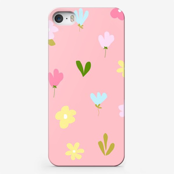 Чехол iPhone «цветочный на розовом»
