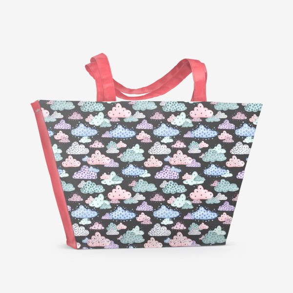 Пляжная сумка «Акварельные облака на сером фоне»