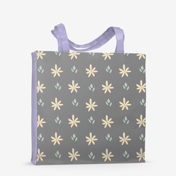 Сумка-шоппер «Цветы и листья минимализм на темном фоне»