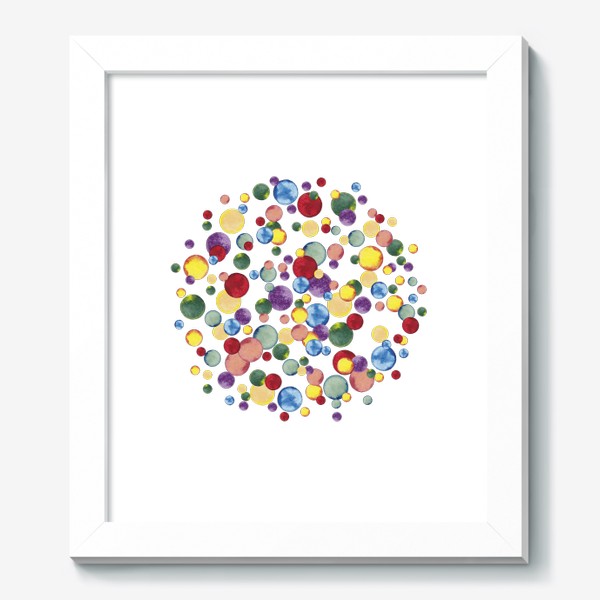 Картина «Разноцветные конфетти в абстрактном круге Яркие радужные акварельные пятна Салют»