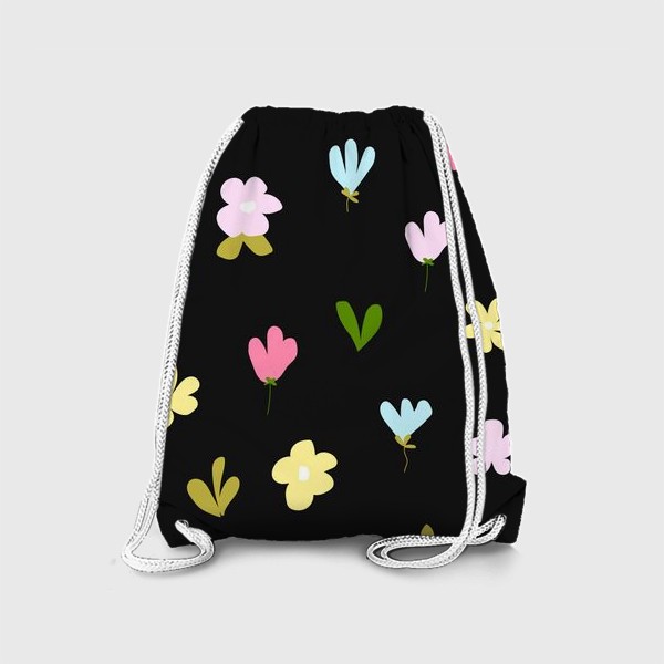 Рюкзак «цветочный на чёрном»