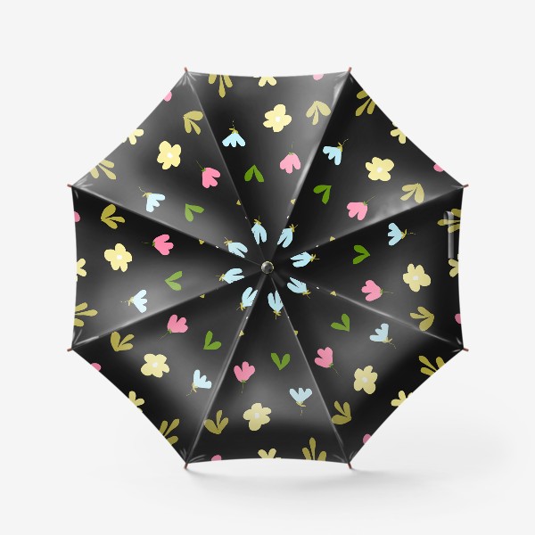Зонт «цветочный на чёрном»