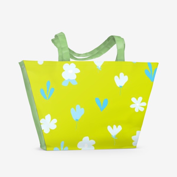 Пляжная сумка «цветы дудл на жёлтом»