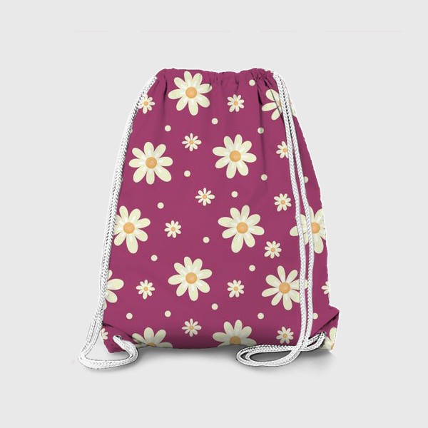 Рюкзак «Мелкие белые цветы на розовом. Принт с цветами Принт с цветочным паттерном»