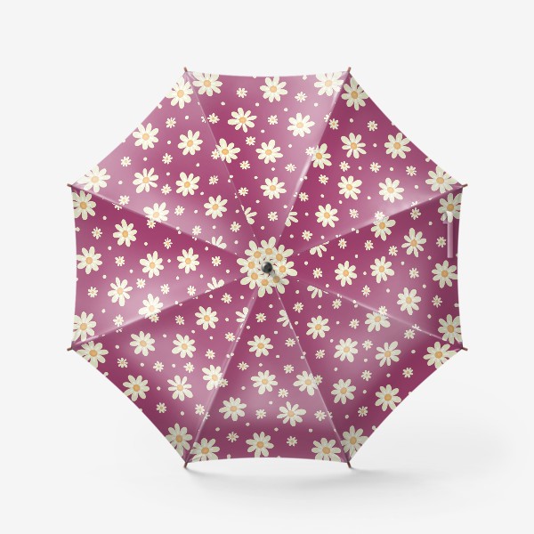 Зонт «Мелкие белые цветы на розовом. Принт с цветами Принт с цветочным паттерном»