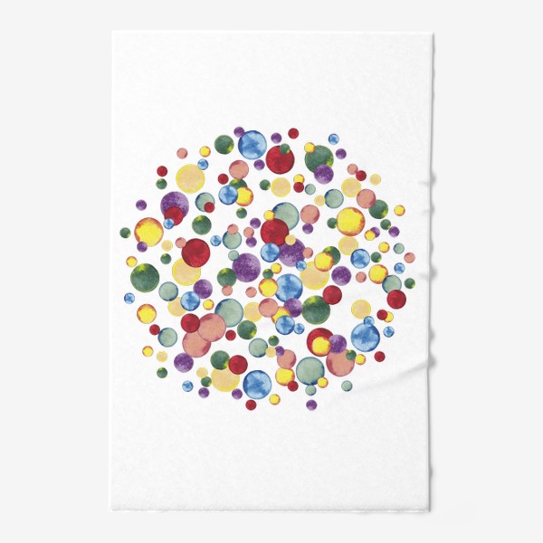 Полотенце «Разноцветные конфетти в абстрактном круге Яркие радужные акварельные пятна Салют»