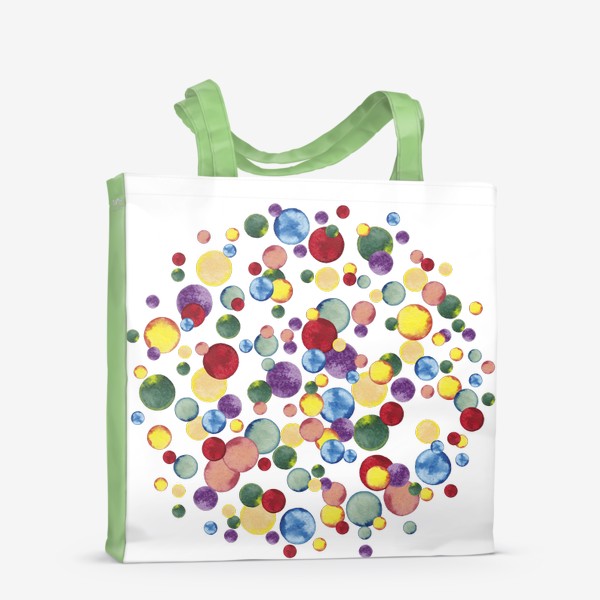 Сумка-шоппер «Разноцветные конфетти в абстрактном круге Яркие радужные акварельные пятна Салют»