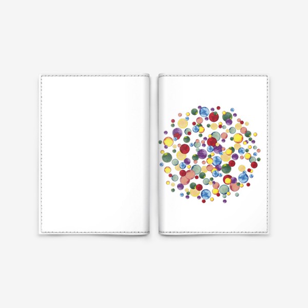 Обложка для паспорта «Разноцветные конфетти в абстрактном круге Яркие радужные акварельные пятна Салют»