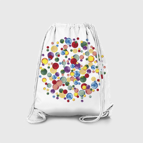 Рюкзак «Разноцветные конфетти в абстрактном круге Яркие радужные акварельные пятна Салют»