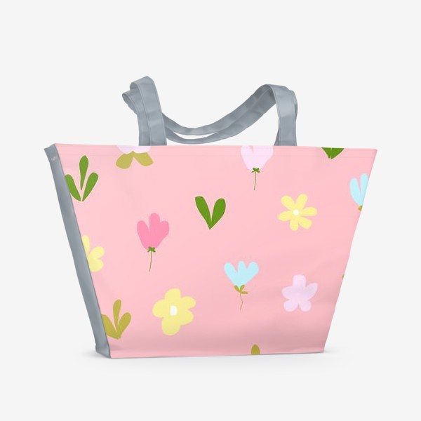 Пляжная сумка «цветочный на розовом»