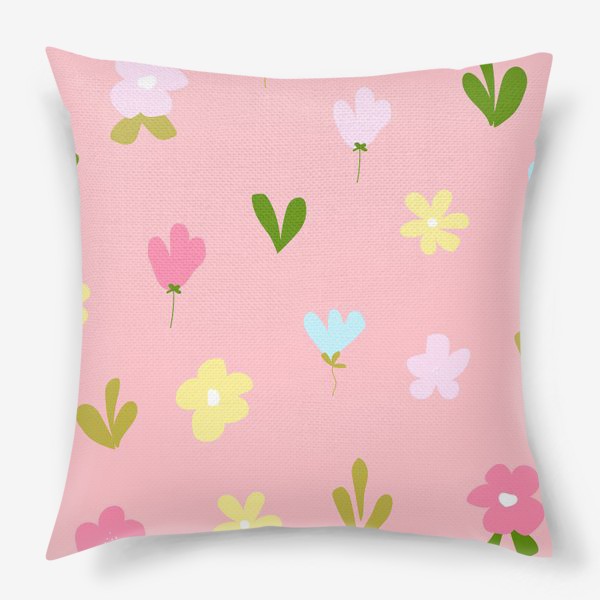 Подушка «цветочный на розовом»