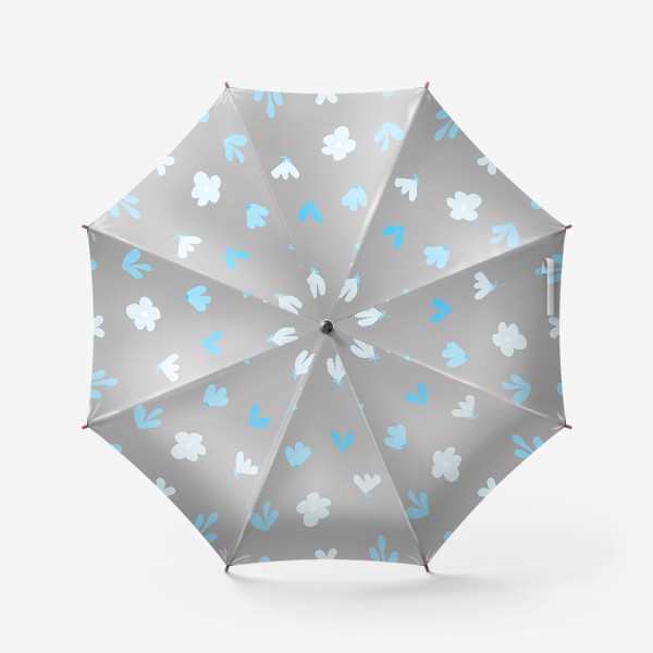Зонт «цветы дудл на сером»