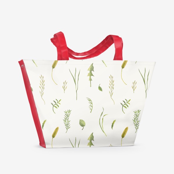 Пляжная сумка «Луговые травы. Бесшовный паттерн»