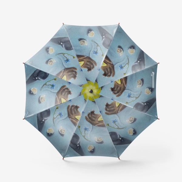 Зонт «Натюрморт с лимонами и васильками. Масляные краски»