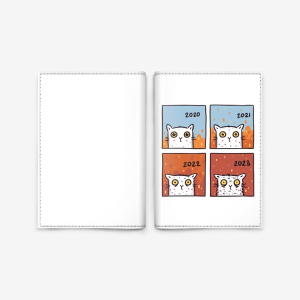 Обложка для паспорта «Комикс о котиках 2020-2023. Огонь. Пожар»