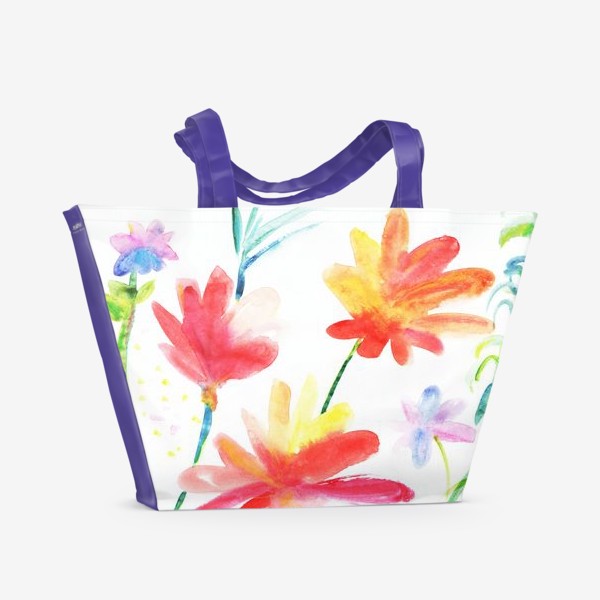 Пляжная сумка «Акварельный скетч цветы »