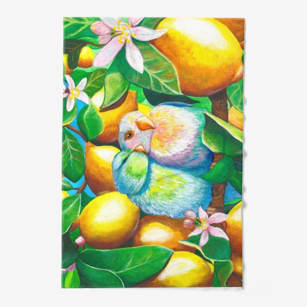 Полотенце «Попугаи в лимонах»