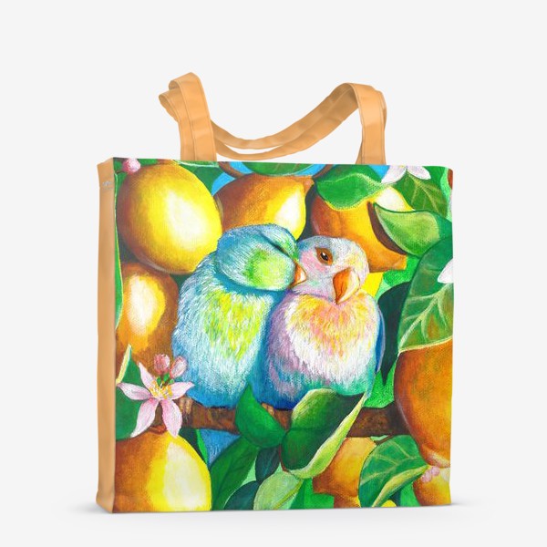 Сумка-шоппер «Попугаи в лимонах»