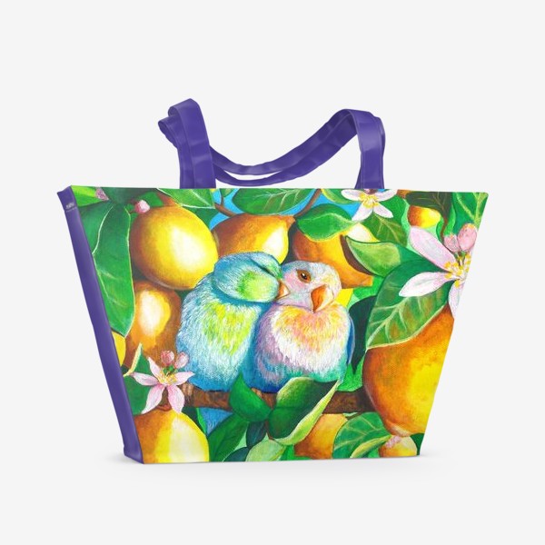 Пляжная сумка &laquo;Попугаи в лимонах&raquo;