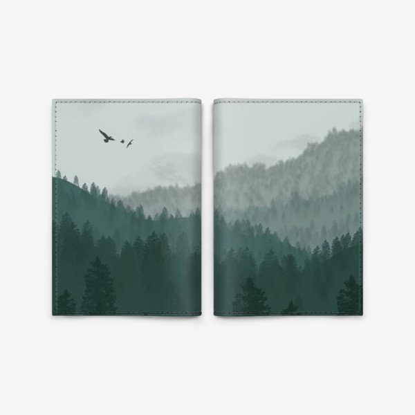 Обложка для паспорта «Туманные горы и лес»
