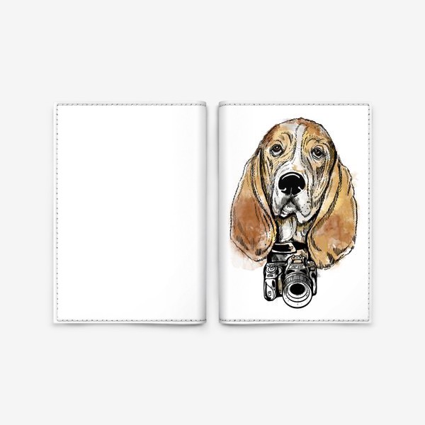 Обложка для паспорта «Собака бассет хаус - фотограф»