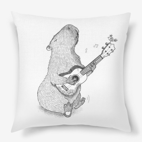 Подушка «Капибара с гитарой»