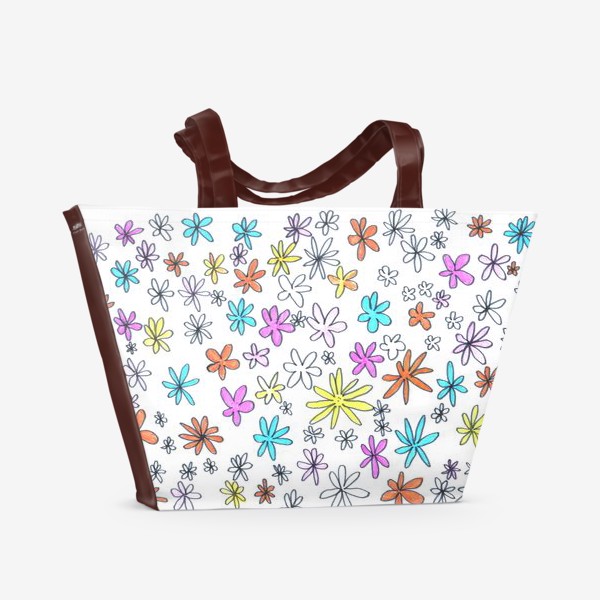 Пляжная сумка «Цветы декоратиный рисунок, цветочный мотив, цветочный дизайн»